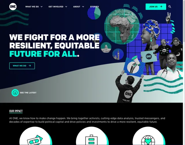 Screen grab of ONE.org