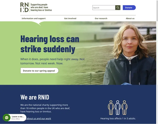 Screen grab of RNID